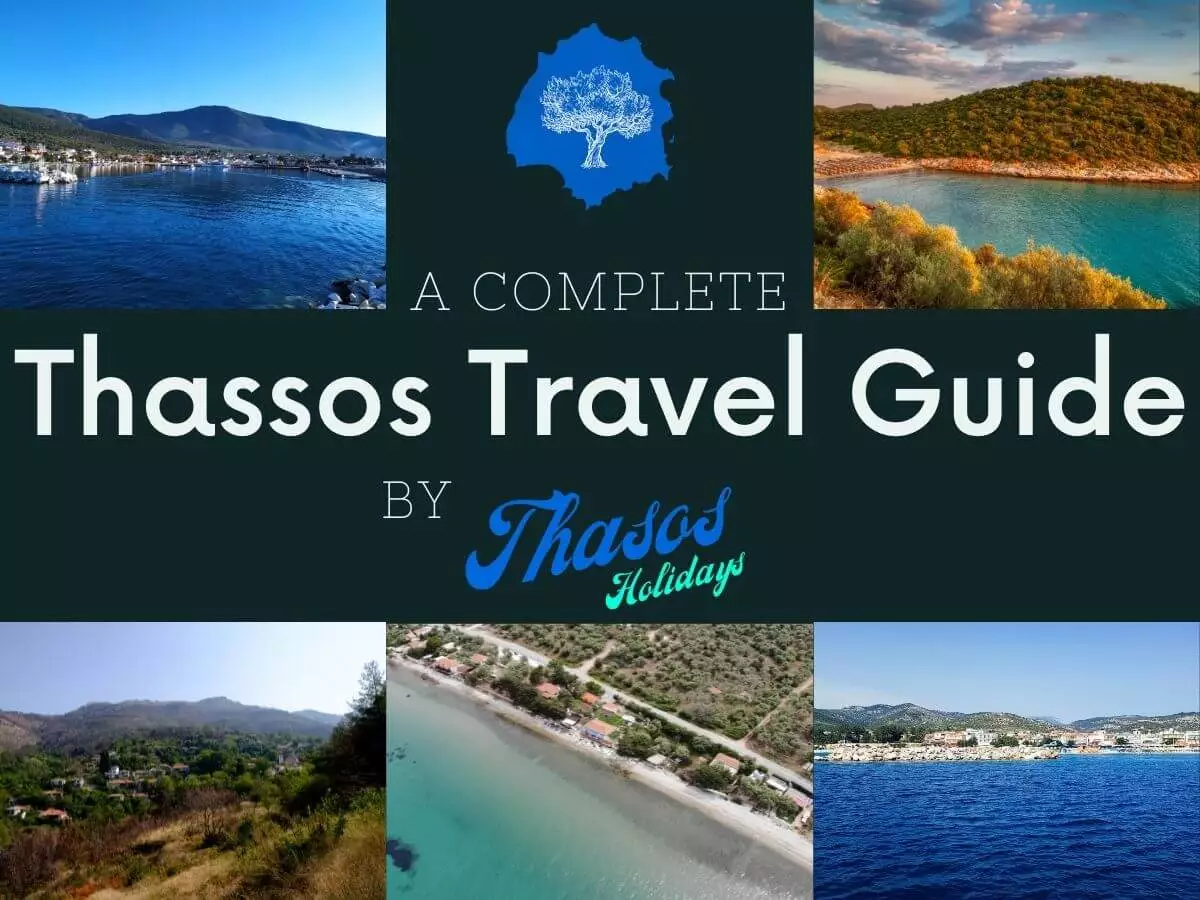 Guide Thassos Holidays Feautured Image with logo and five photos
